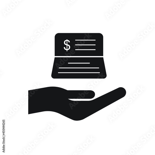 Pasbook on hand flat icon isolated on white background. Vector illustration