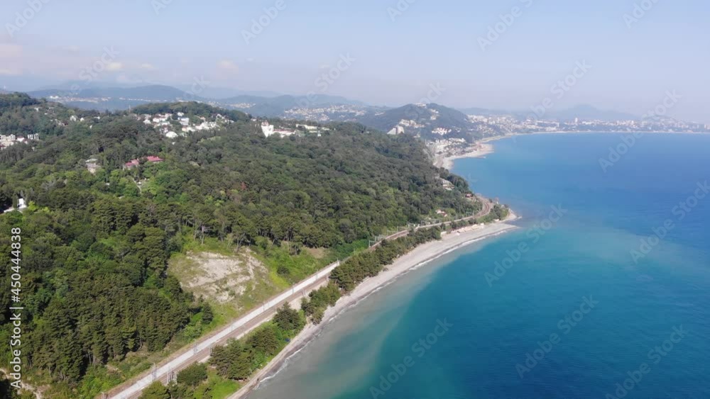 Aerial video shooting from a drone. View of the Sochi. Aerial video shooting from a drone. View of the Sochi.
