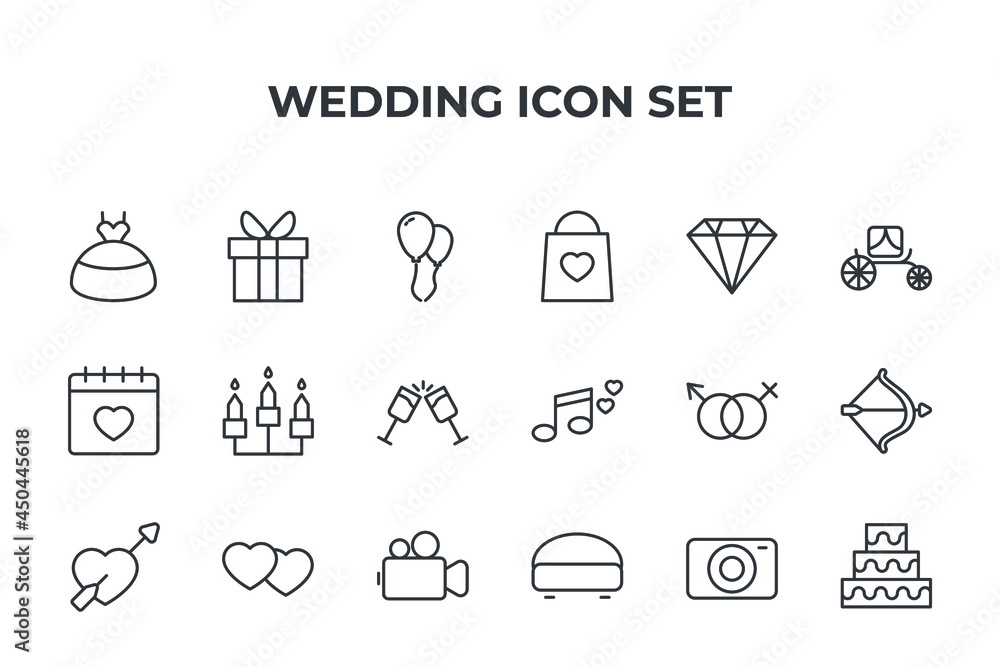 Fototapeta premium wedding set icon, isolated wedding set sign icon, vector illustration