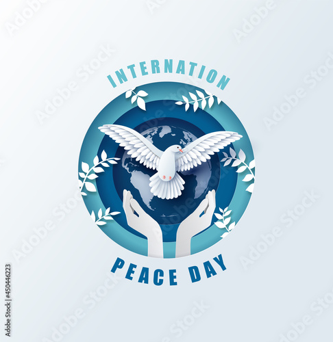 International Peace Day Dove and Globe Symbol