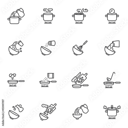 Cooking line icons set