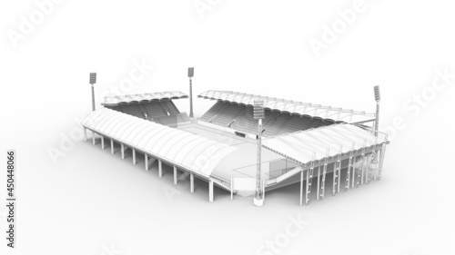 3D rendering of a stadium building architecture structure isolated on white background