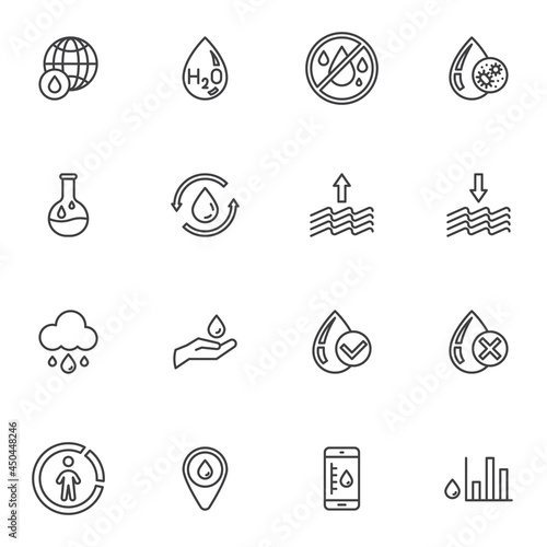 Water related line icons set