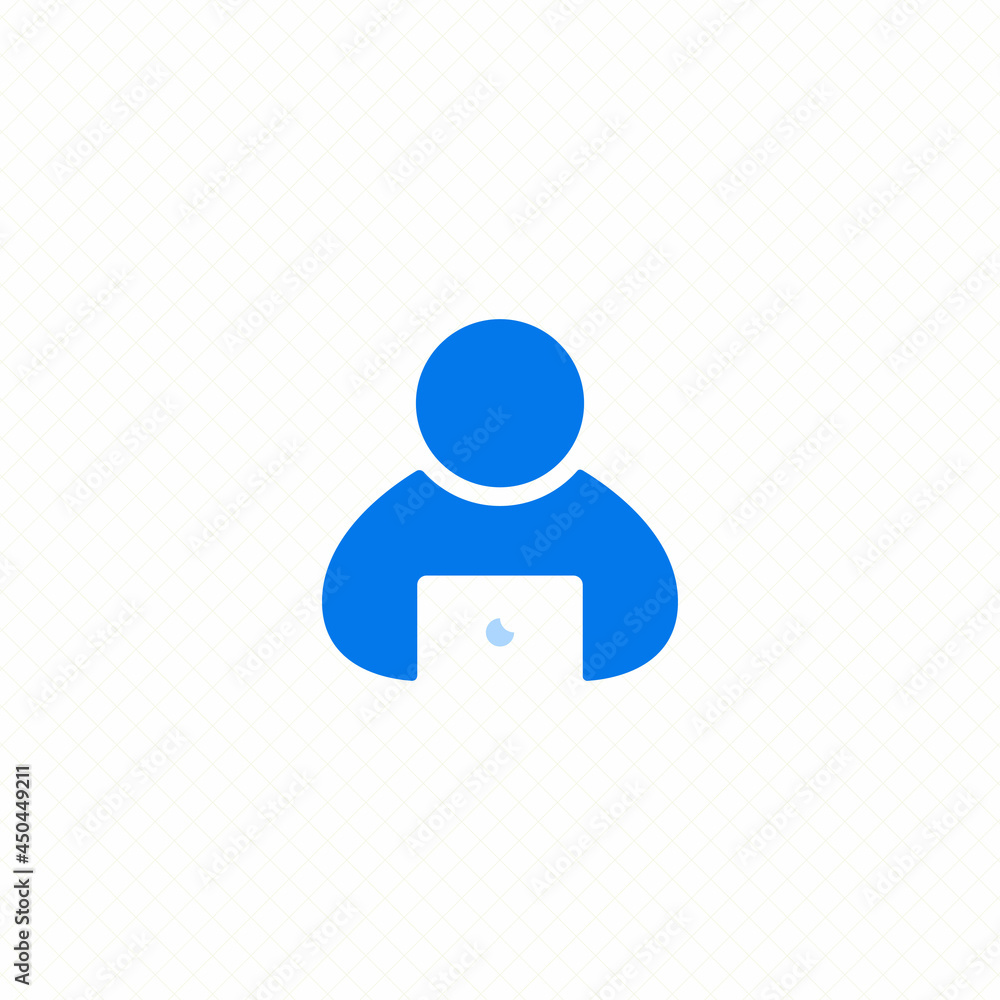 man employee work on laptop single icon simple flat design vector man employee work on laptop single icon simple flat design vector