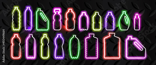 Plastic bottle icon. Plastics silhouettes, plastic package symbols
