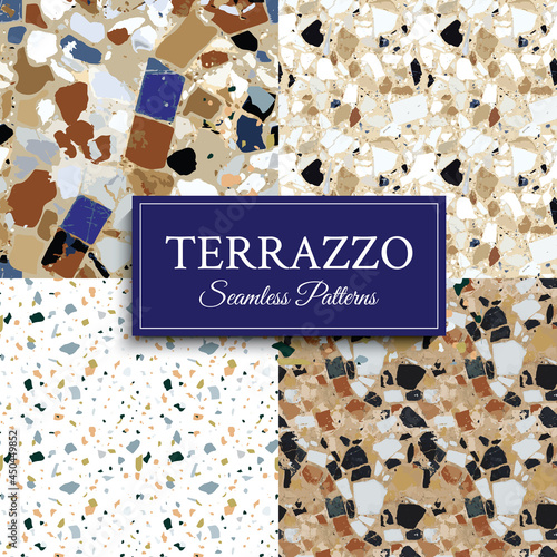Terrazzo Vector Seamless Pattern, Stone Flooring, Texture Background