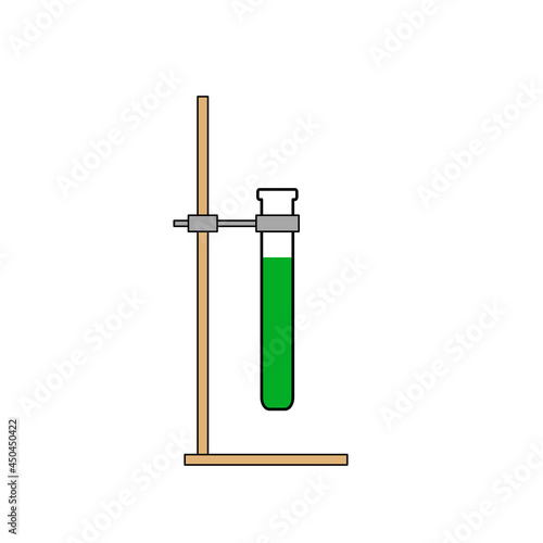Vector illustration of test tube in retort stand.