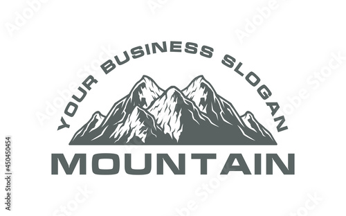 Retro logo Outdoor adventure mountain peak, summit logo icon vector illustrations