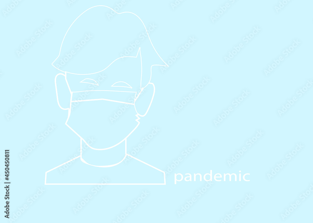 portrait of a boy with a mask, pandemic prevention, vector isolated portrait 