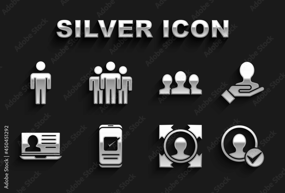 Set Smartphone, Hand for search people, Create account screen, Head hunting, Laptop with resume, Users group, of man and icon. Vector Set Smartphone, Hand for search people, Create account screen, Head hunting, Laptop with resume, Users group, of man and icon. Vector