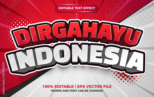 Dirgahayu Indonesian 3d editable text effect for Indonesia Independence day cartoon style