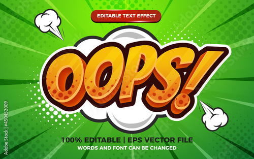 oops comic cartoon text effect on halftone comic background