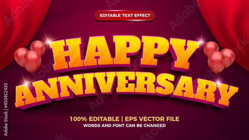 happy anniversary bold editable text effect 3d