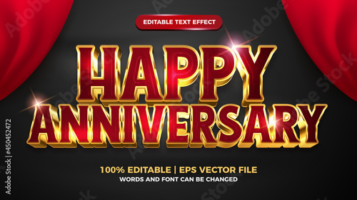 happy anniversary luxury editable text effect 3d