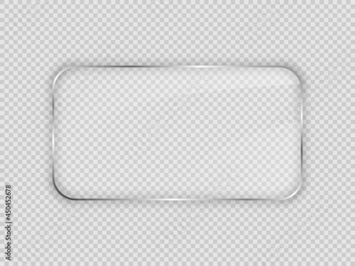 Glass plate in rounded rectangular frame