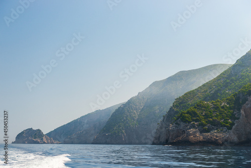 rocky coast of greek island and sea view  landscape greece view from boat