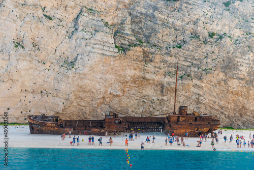 Navagio Beach - Shipwreck Beach view from the sea, Zakynthos Island, Greece