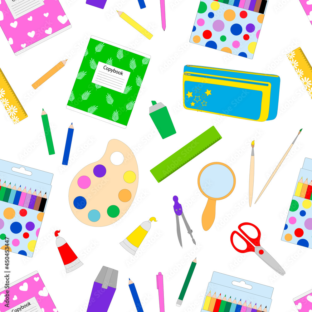 Seamless pattern back to school vector illustration. Education school supplies Seamless pattern back to school vector illustration. Education school supplies