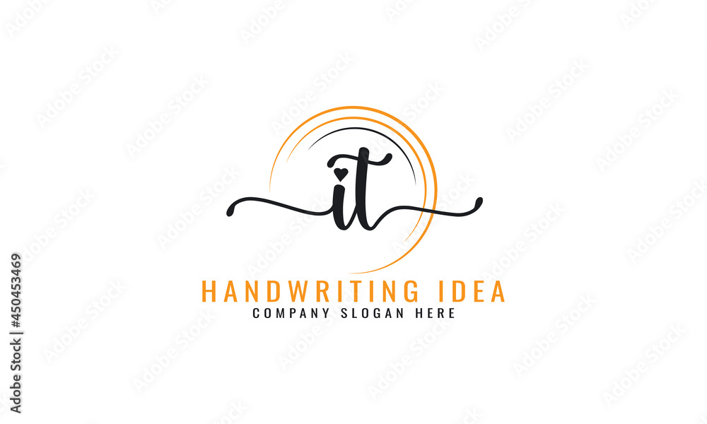 Initial I T, letter handwriting logo Design
Initial I T, letter handwriting logo Design