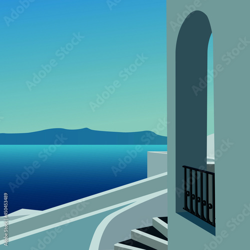 type of seaview of the evening sea from the veranda of the holiday home