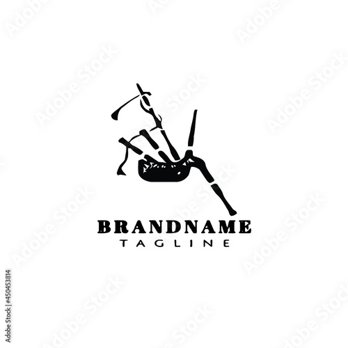 black bagpipes logo icon cartoon design template vector illustration