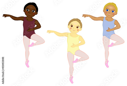Illustration of a girl doing a basic lesson in ballet passe　02