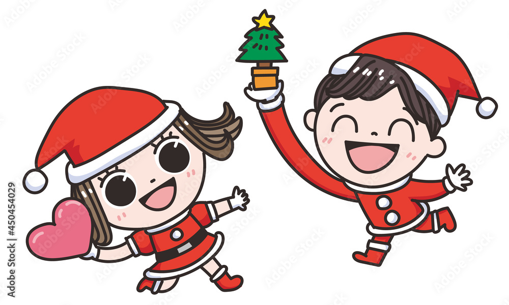 クリスマスを喜ぶ男女 クリスマスを喜ぶ男女