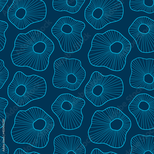 Vector sea seamless patterns with plants. Abstract background.