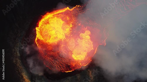 Wallpaper Mural Close look on volcano. Incredible aerial of the dramatic volcanic eruption of the Fagradalsfjall (Geldingadalur) volcano in Reykjanes peninsula Iceland. Flowing lava. Drone footage. Torontodigital.ca
