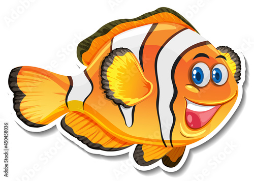 Cute clownfish cartoon character sticker