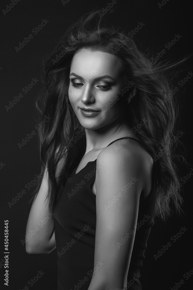 Stylish studio portrait of a glorious brunette woman with perfect makeup Stylish studio portrait of a glorious brunette woman with perfect makeup