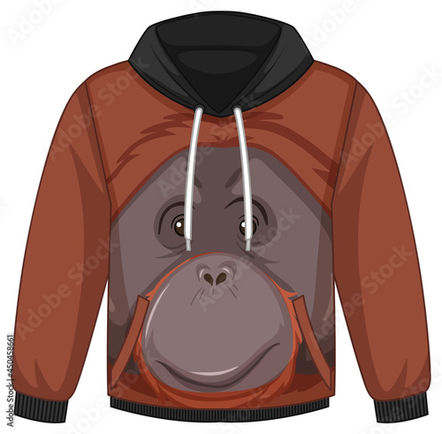 Front of hoodie sweater with orangutan pattern photo