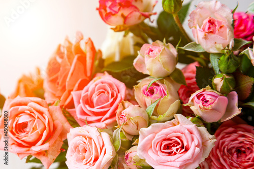 Bouquet of pink roses. Beautiful card. © Elena Blokhina