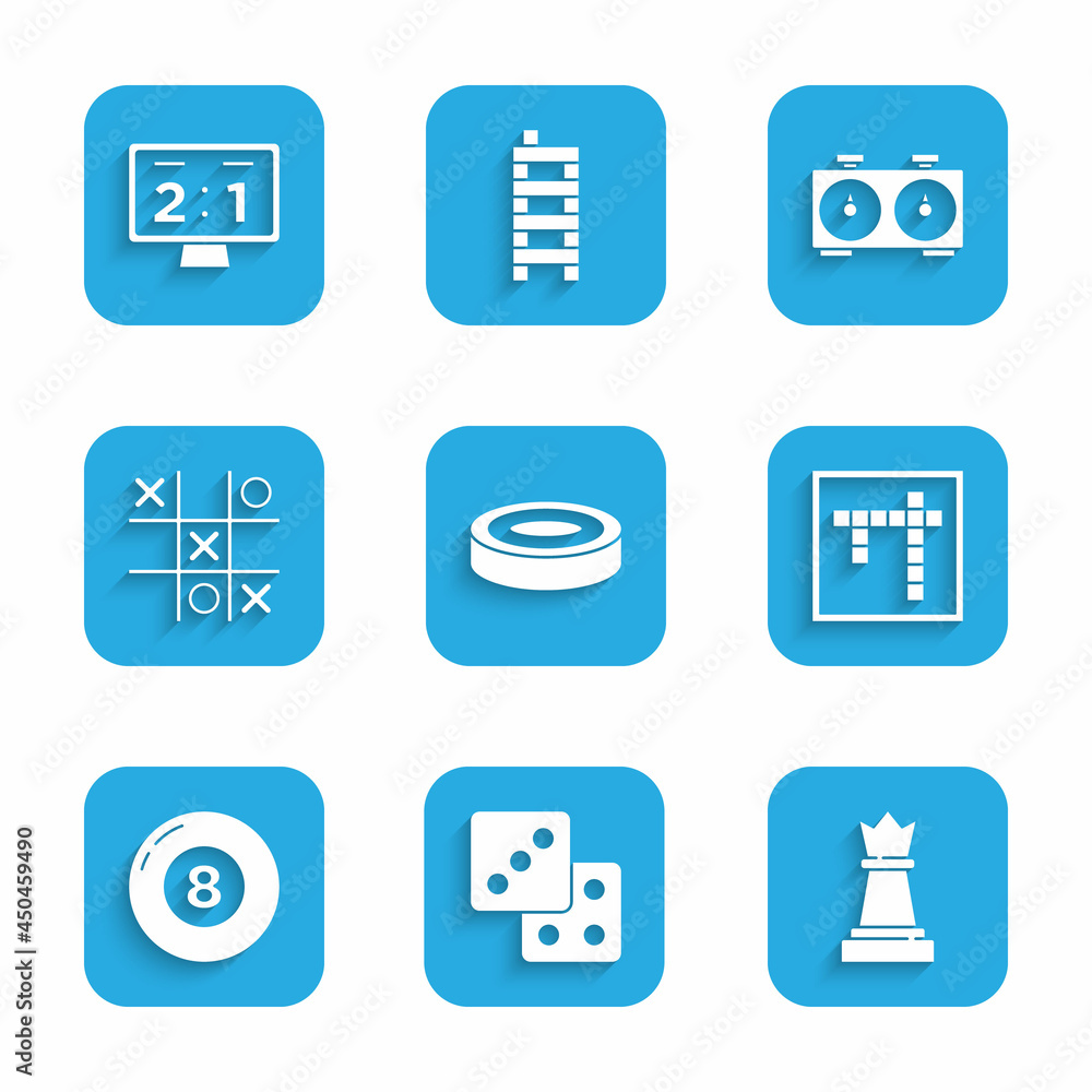 Set Checker game chips, Game dice, Chess, Bingo, Billiard pool snooker ball, Tic tac toe, Time chess clock and Sport mechanical scoreboard icon. Vector Set Checker game chips, Game dice, Chess, Bingo, Billiard pool snooker ball, Tic tac toe, Time chess clock and Sport mechanical scoreboard icon. Vector