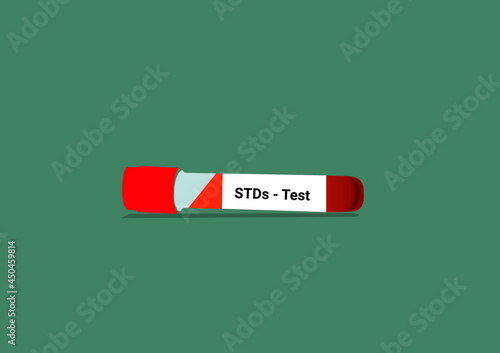 Blood samples for the STDs (Sexually transmitted diseases) test in the test tube vector with a dark background.