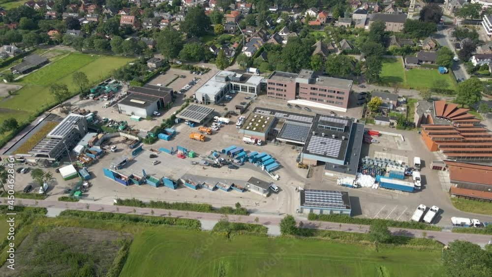 Aerial view of busy recycling station Aerial view of busy recycling station