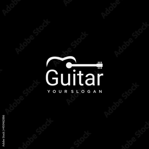 simple guitar logo design template elements