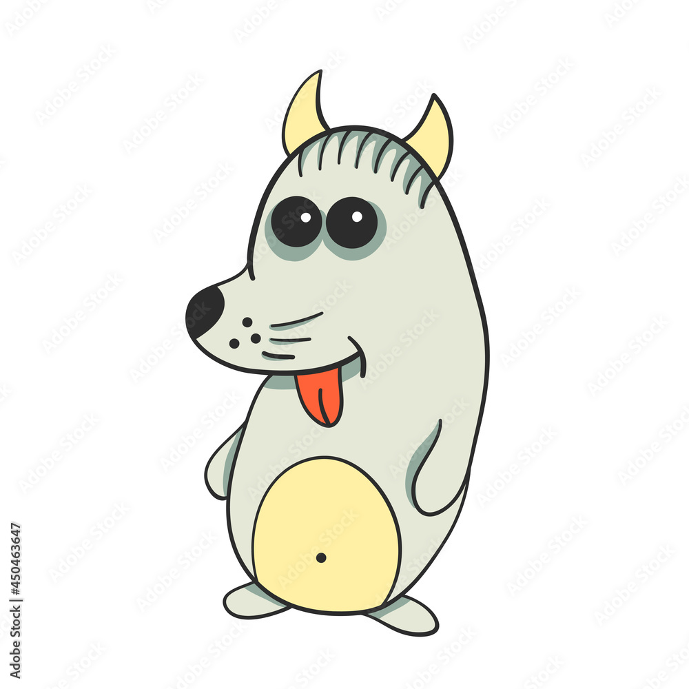 Fototapeta premium Wolf. Cute funny monster. Halloween style. Vector illustration