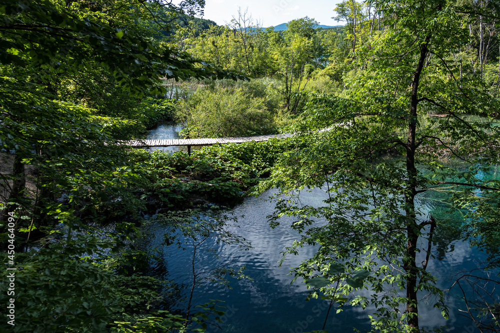 Wooden path in Plitvice National Park, Croatia in Europe Wooden path in Plitvice National Park, Croatia in Europe