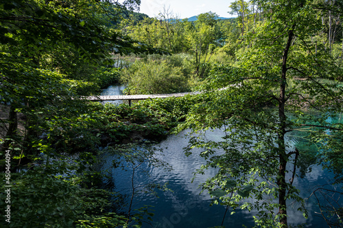 Wooden path in Plitvice National Park  Croatia in Europe