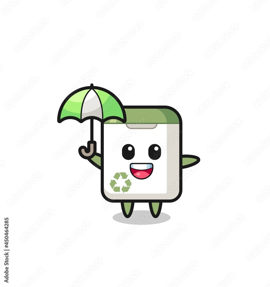 cute trash can illustration holding an umbrella cute trash can illustration holding an umbrella
