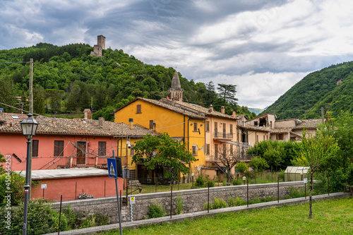 The center of Visso at July 2020 after the earthquake of central Italy 2016 photo