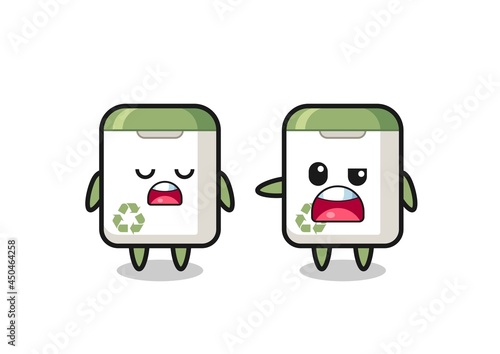 illustration of the argue between two cute trash can characters