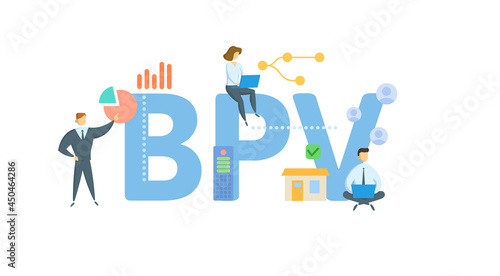 BPV, Bank Payment Voucher. Concept with keyword, people and icons. Flat vector illustration. Isolated on white.