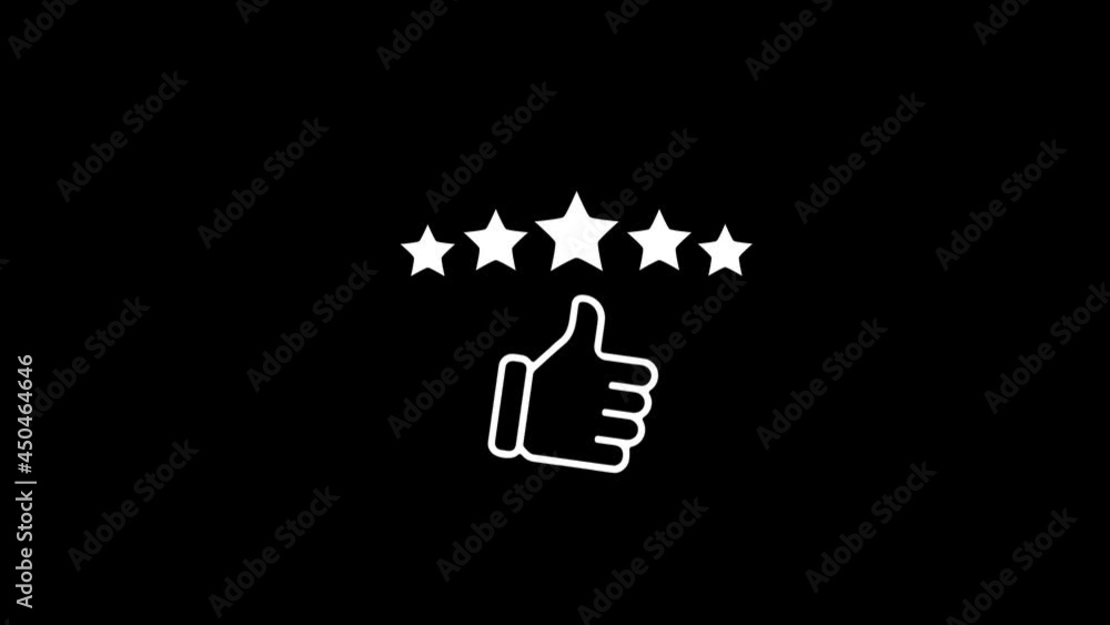 4K customer review icon, quality rating, feedback, five stars line ...