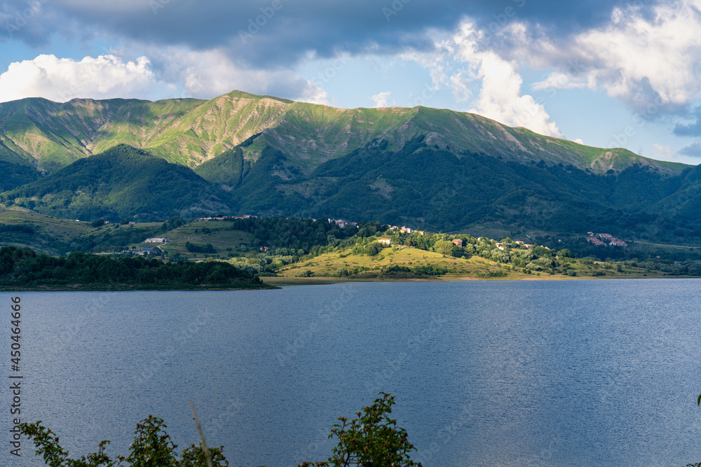 Lake of Campotosto in Abruzzo, Italy, province of L'Aquila