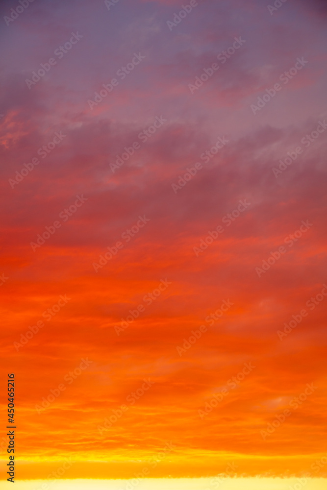 Red sky with clouds at sunset.