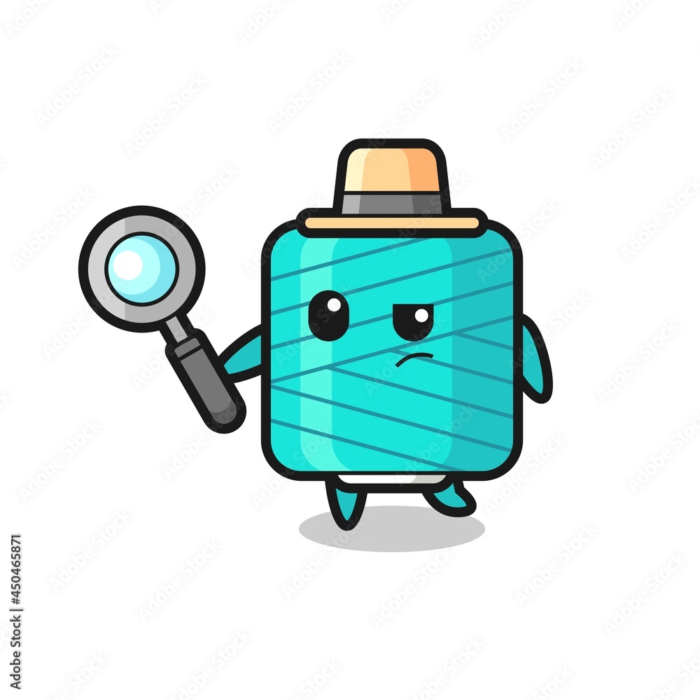 yarn spool detective character is analyzing a case yarn spool detective character is analyzing a case