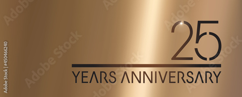 25 years anniversary vector logo, icon. Graphic symbol with metallic number for 25th anniversary photo