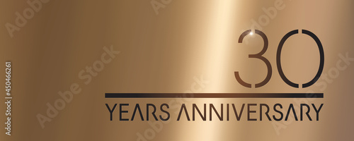 30 years anniversary vector logo, icon. Graphic symbol with metallic number for 30th anniversary